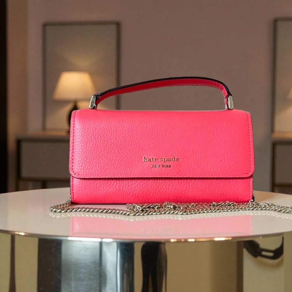 Kate Spade Pink Clutch with Silver Chain